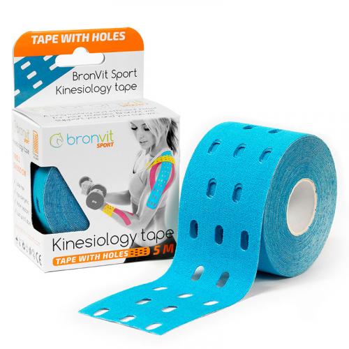 BRONVIT Sport Kinesio Tape děrovaný 5cm x 5m modrý s krabičkou